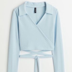 H&M crop top blouse wrapover top size M